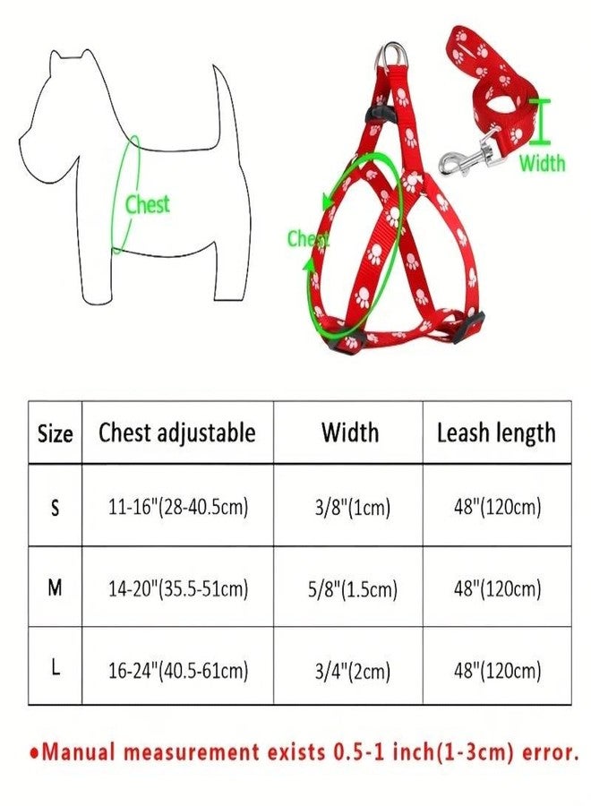 KsPups 15 mm Paw Print Nylon Puppy Harness & Leash Set for Small & Medium Dogs (Color As Per Available) - Pack of (Harness + Leash) (A2) - Image 2
